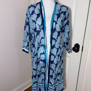 Jean-Pierre Klifa Paris Open Front Cotton Toile Kimono Beach Coverup Swim XS/S